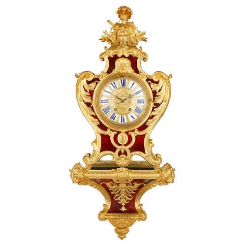 Ormolu and tortoiseshell Rococo style bracket clock by Gros