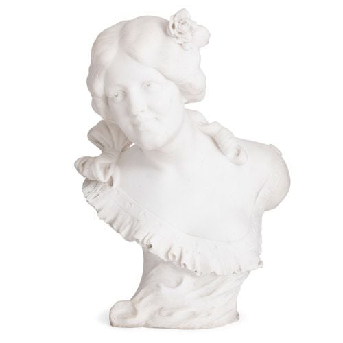 Art Nouveau marble bust of a lady by Pugi