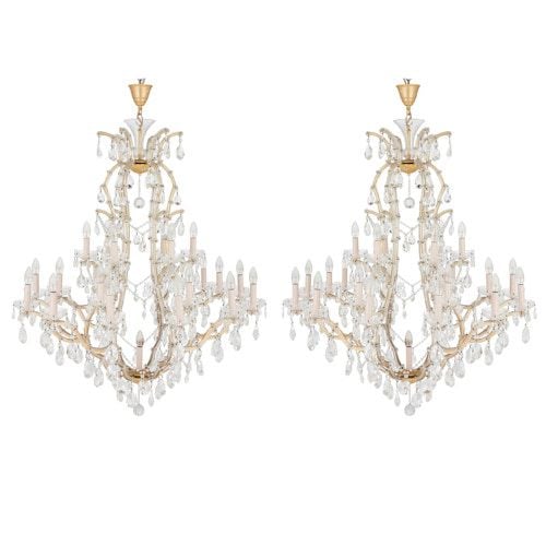 Pair of Bohemian cut glass chandeliers