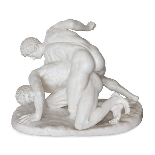 'The Wrestlers', large classical marble group by Battiglia