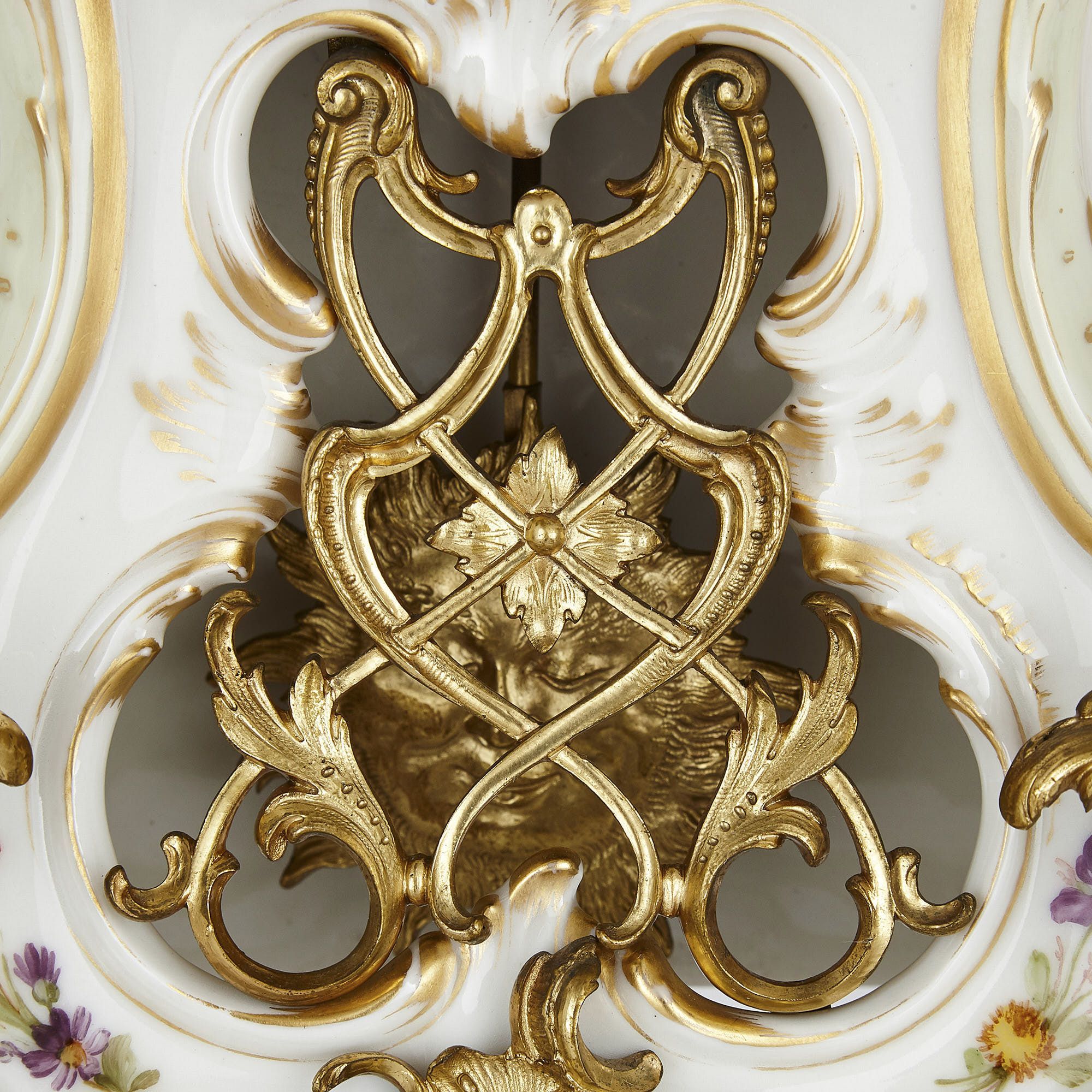 Ormolu mounted porcelain three-piece clock set by KPM | Mayfair