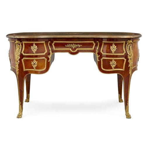 Louis XV style ormolu mounted kidney-shaped desk