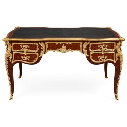 Ormolu mounted Louis XV style kingwood marquetry desk by Zwiener