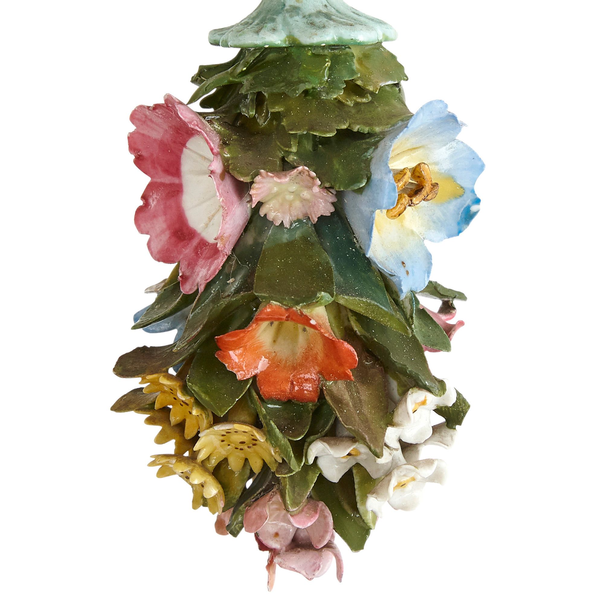 Large Meissen porcelain flower-encrusted 36-light chandelier