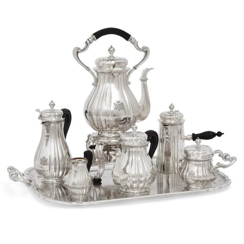 Seven-piece silver and silver plate tea and coffee set by Cardeilhac