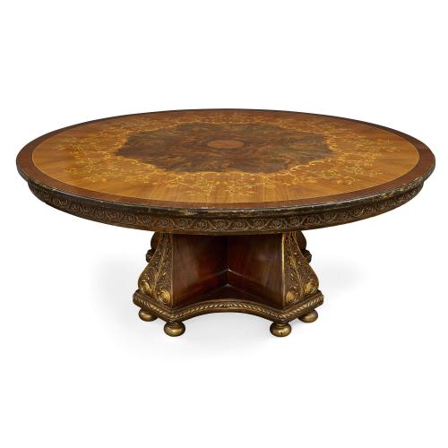 Large ormolu mounted marquetry circular centre table