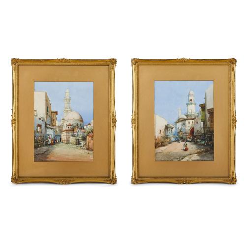 Pair of Orientalist watercolour paintings by Leaver