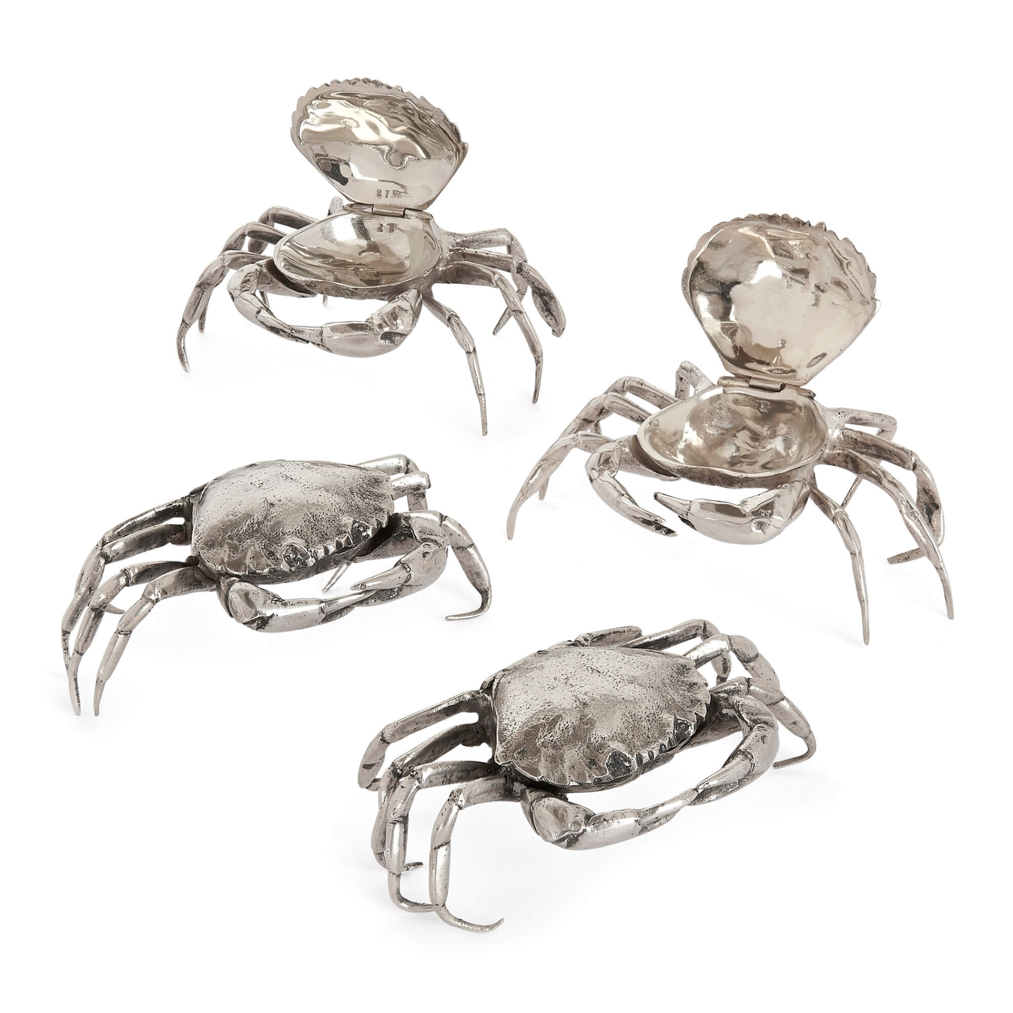 Set of four Spanish silver crab-form boxes | Mayfair Gallery