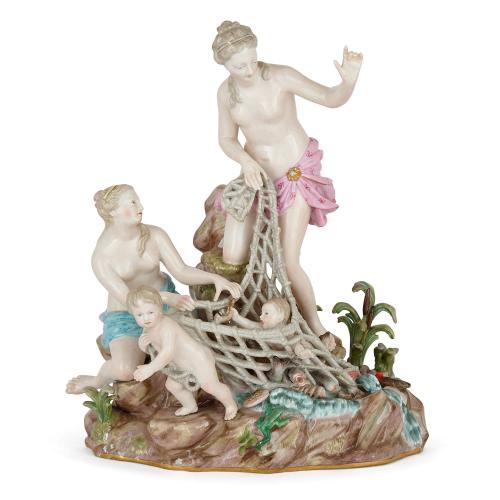 Large Meissen porcelain group of the Capture of the Tritons