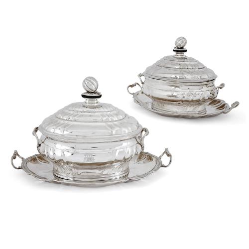 Pair of Danish silver sauce tureens by Jerome Paul Lenoir