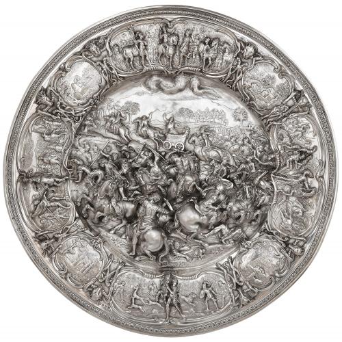 A Large George IV silver sideboard dish by Joseph Angell II, 1828