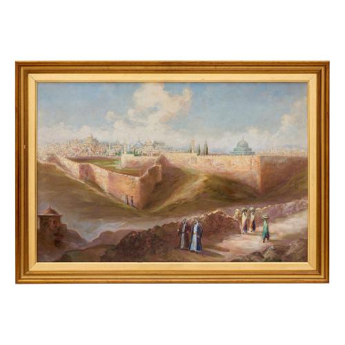 20th century landscape oil painting of Jerusalem
