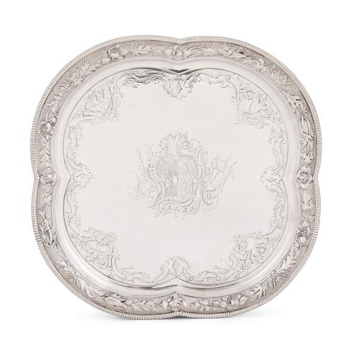 George II period silver salver by Paul de Lamerie 