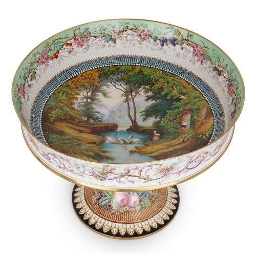 Sèvres porcelain centrepiece with floral and landscape decoration