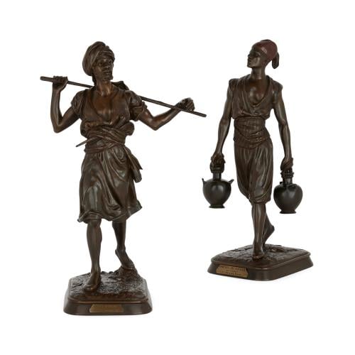 Pair of large Orientalist bronze figures by Debut and Pinedo