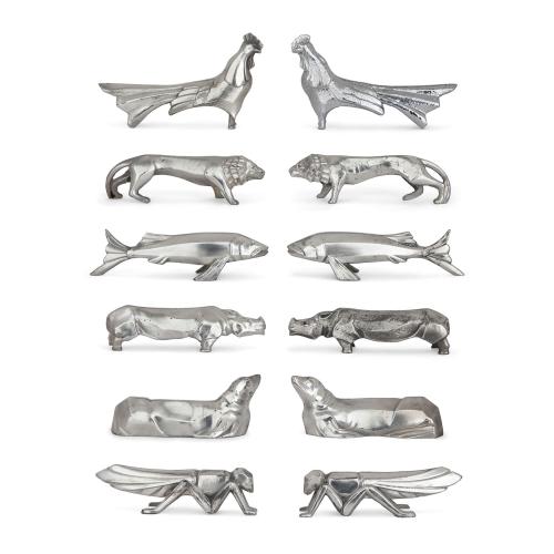 A set of 12 Art Deco silver plated knife rests after Christofle