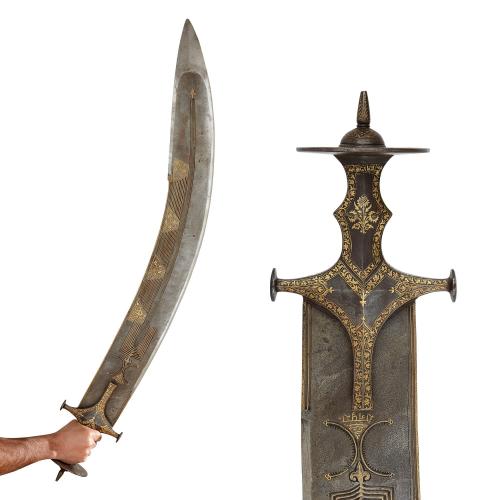Very large Indian processional headsman's sword, or tegha