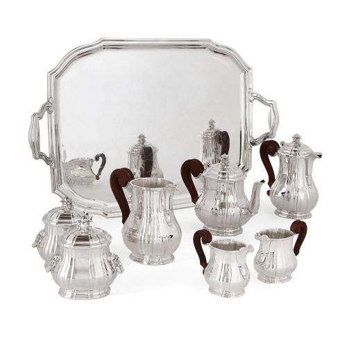 French silver eight-piece tea and coffee service by Tétard Frères