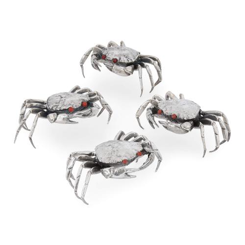 Set of four silver crab-form boxes by Mabuti for Buccellati