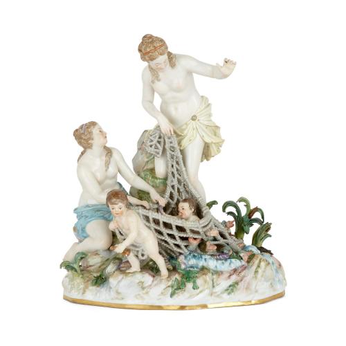 A Meissen group of the capture of the Tritons, Late 19th Century