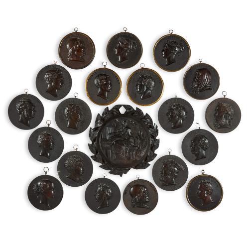 A group of nineteenth century Bois Durci portrait roundels