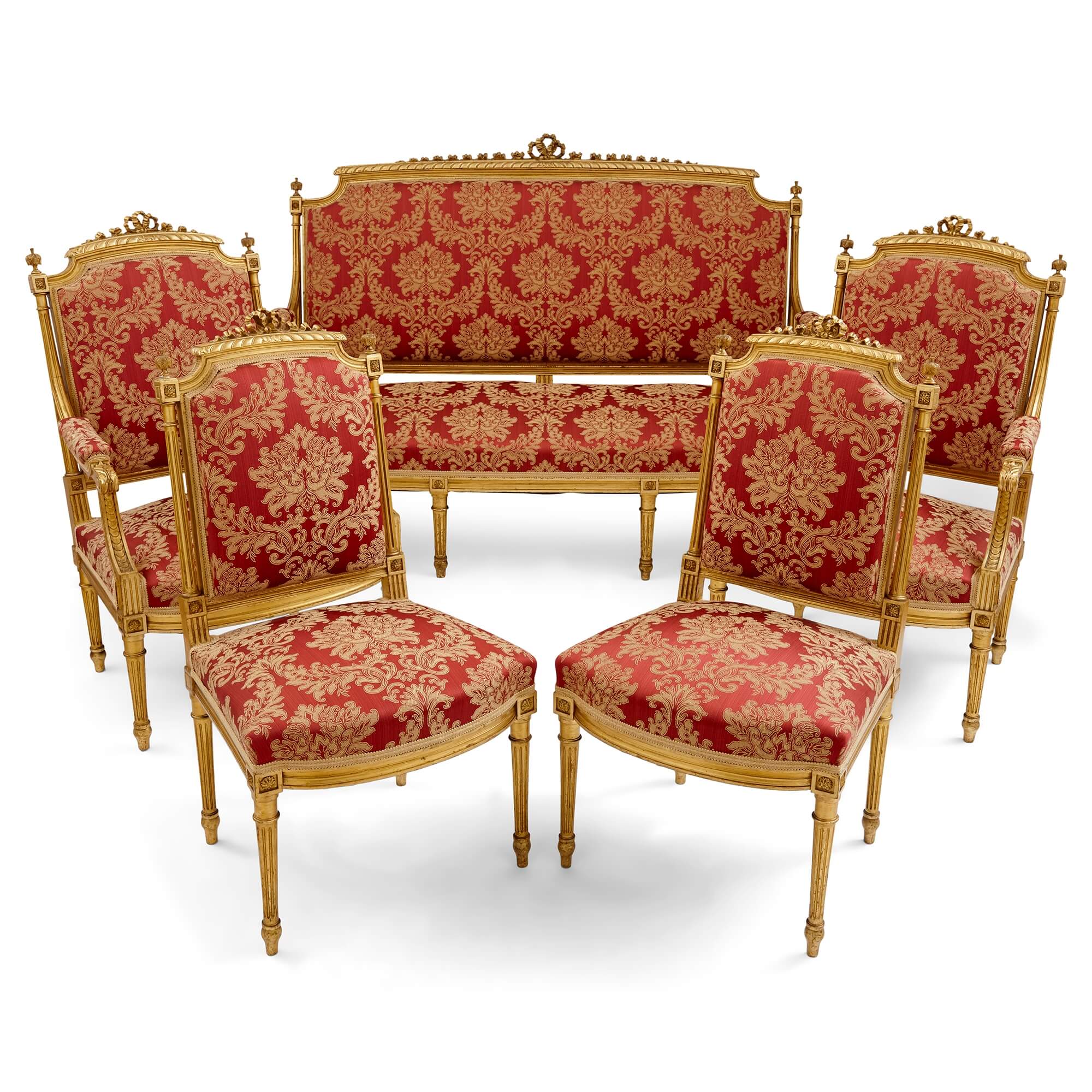 A French 19th century Louis XVI style giltwood salon suite