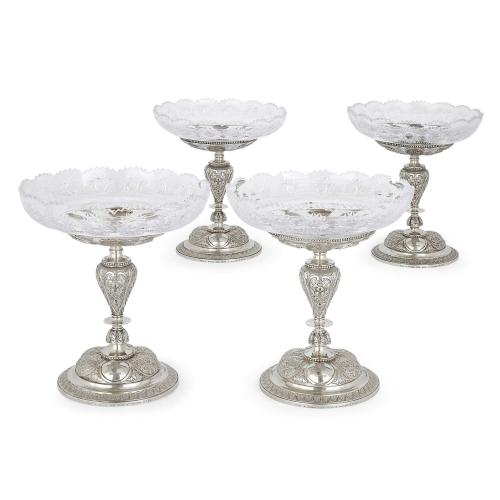 A set of four Victorian silver dessert stands by Hunt & Roskell