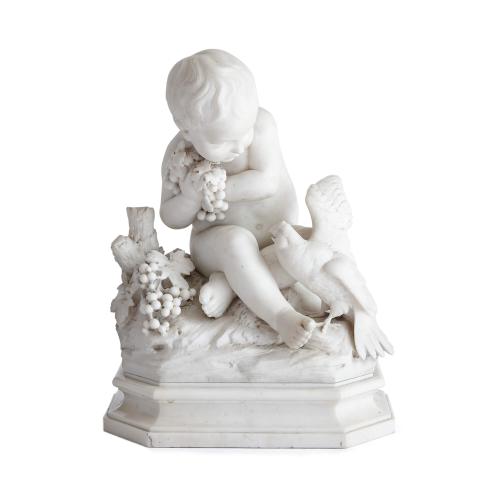 One 19th century putto marble sculpture, signed 'D'Angelis'