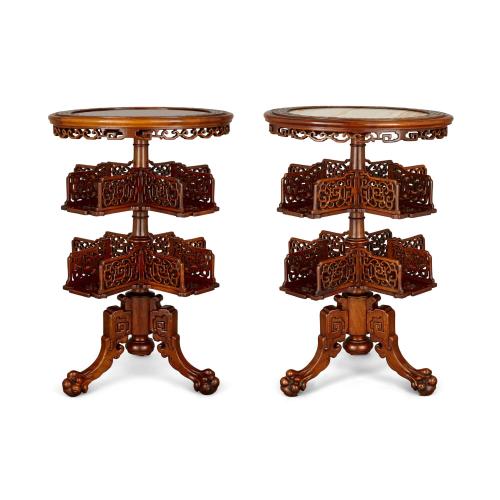 Two Chinese carved hardwood tables, early 20th century 