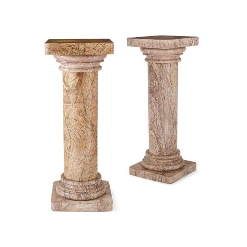 Pair of French late 19th century marble pedestals