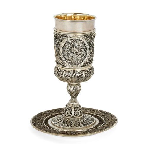 Continental early 20th century Judaica silver kiddush cup