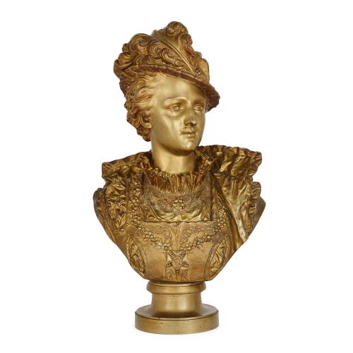 A gilt bronze bust of a 16th century French prince by Rancoulet