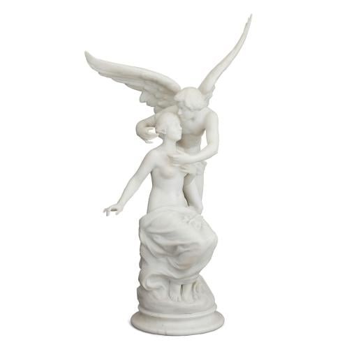 'Cupid and Psyche,' a large French marble sculpture by H. Godet
