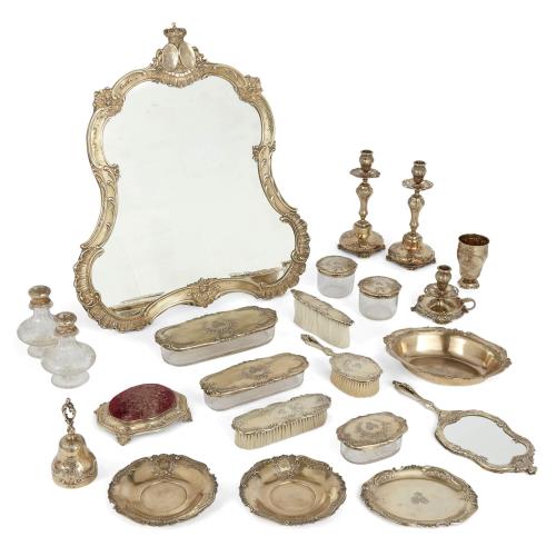 Antique Austrian silver toilet set for the Duke of Parma by Klinkosch