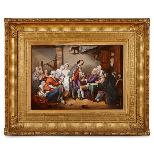 Very large Sèvres porcelain plaque by Pastier, after Greuze