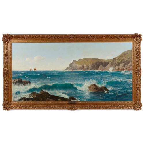 A large seascape painting by David James (British, 1853-1904)