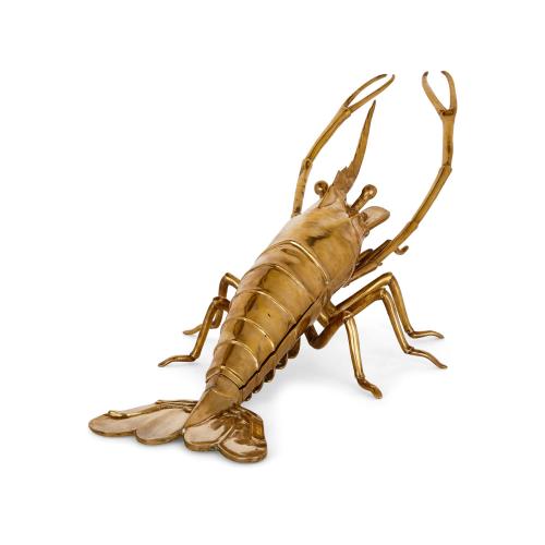 A very large antique victorian brass box in the form of a lobster