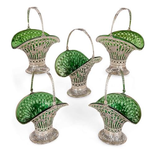 Set of five silver and glass fruit bowls by Georg Roth & Co.