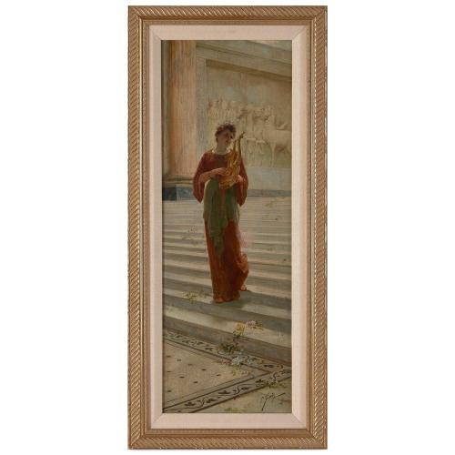 A painting of Sappho by Ettore Forti, Italian, Late 19th Century