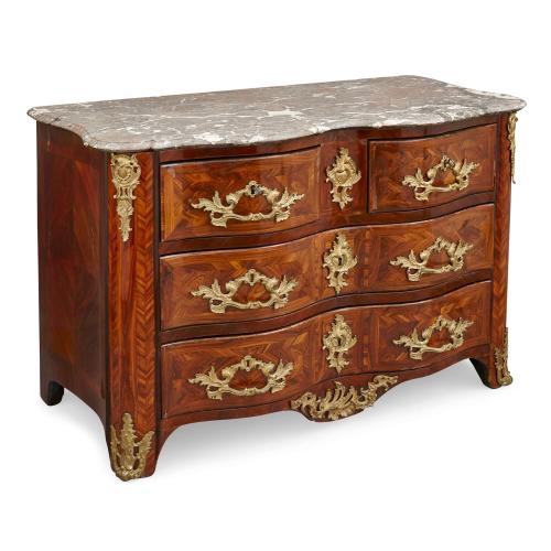Louis XV period ormolu and marble mounted commode