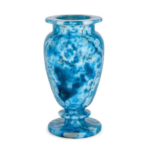 One blue calcite urn-shaped decorative specimen mineral vase