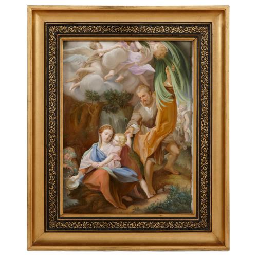 Very large Royal Vienna porcelain plaque after Correggio