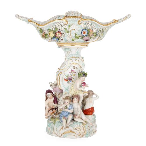 Large Meissen porcelain Rococo style sculptural centrepiece