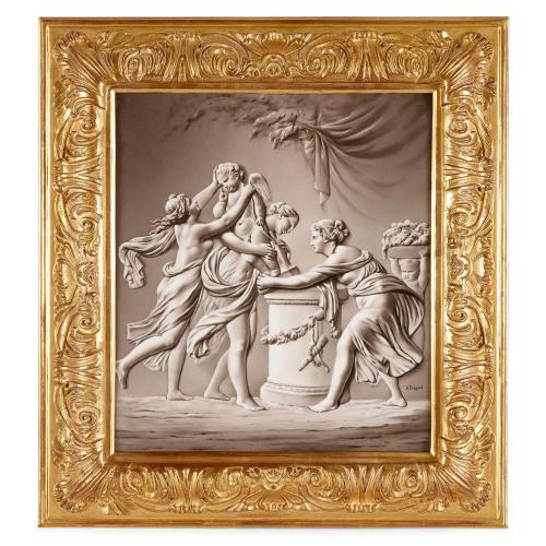 Large and Rare Classical Trompe-L'oeil Meissen Porcelain plaque 