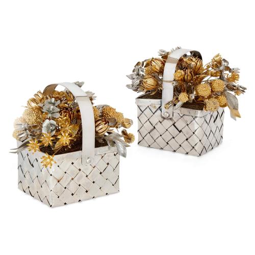 Pair of silver and gilt-metal 'Fleurs des Siècles' flower baskets