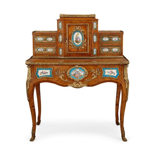 French Sèvres style porcelain and ormolu mounted bonheur du jour 