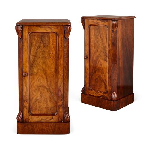 Pair of late Victorian walnut bedside cabinets by Lamb of Manchester