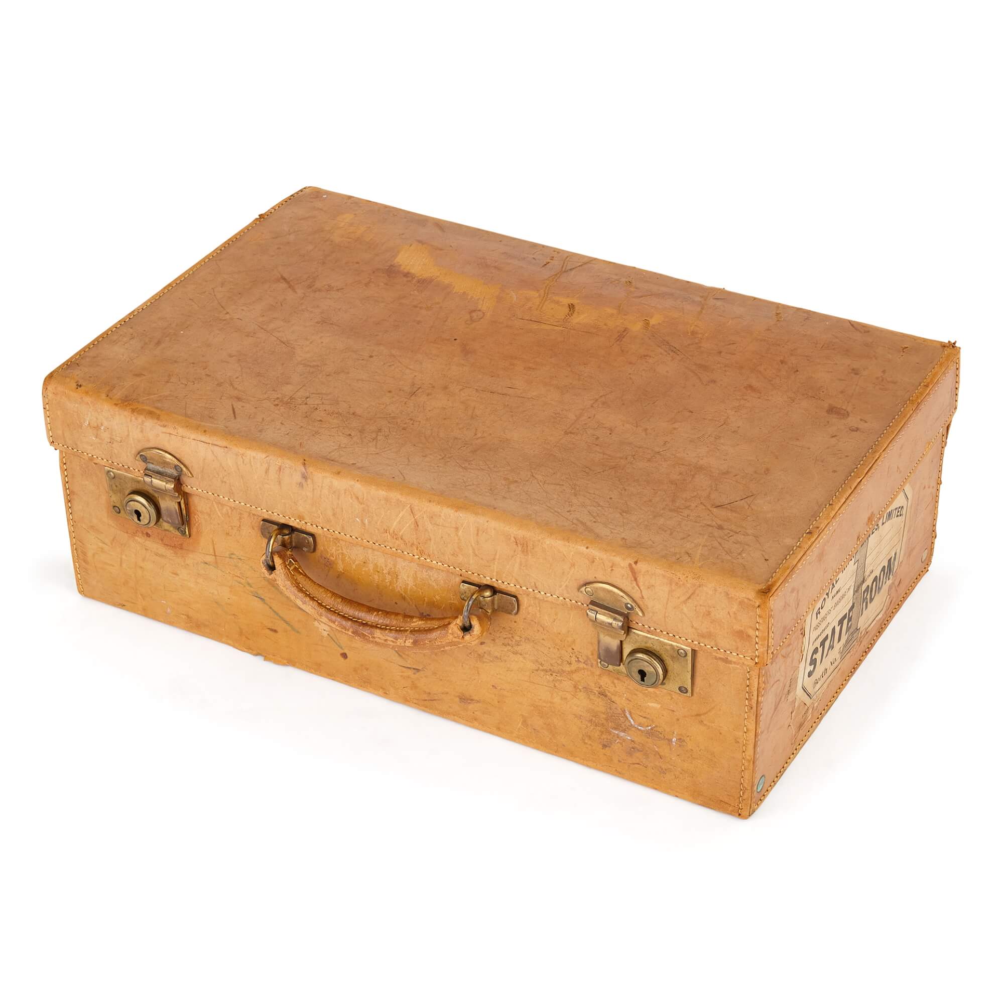 Collection of antique luggage a set of four English travel cases Mayfair Gallery