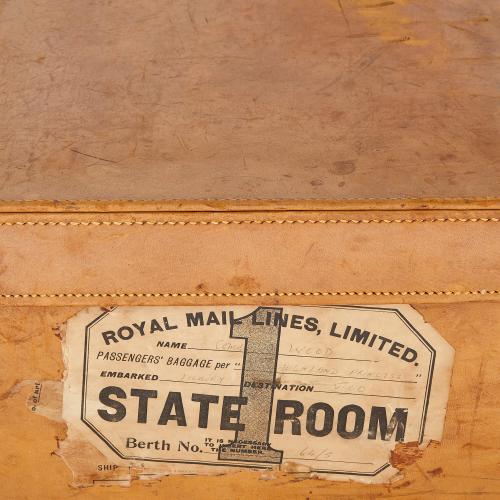 Image showcasing Collection of antique luggage, a set of four English travel cases ...