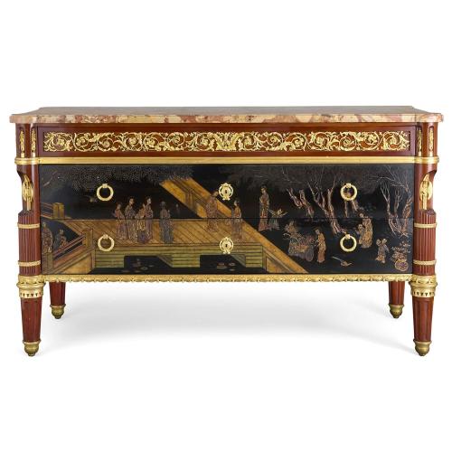 Ormolu mounted and Chinese lacquer commode by Maison Forest